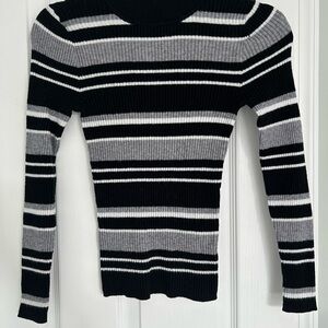 Striped Ribbed Long Sleeve Sweater